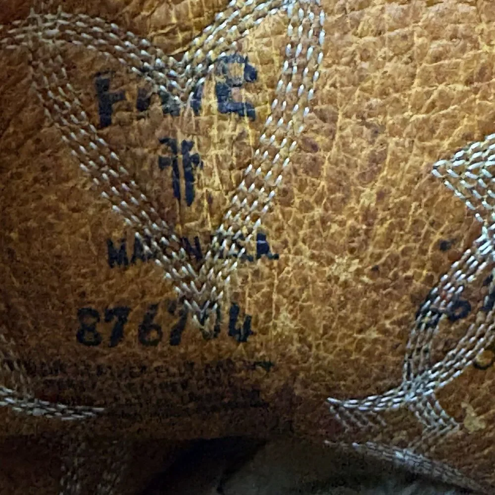 Vintage Frye Western Cowboy Boots Brown Leather USA Made Size 9M Distressed - Picture 12 of 15